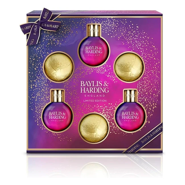 Baylis & Harding Midnight Fig Pomegranate Festive Bauble Bath & Shower Gift Set - Pack of 1 - Vegan Friendly