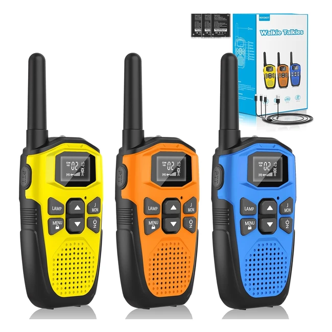 Walkie Talkie Bambini Ricaricabili NXGKET Radioline Woki Toki 3 Pezzi - 16 Canal