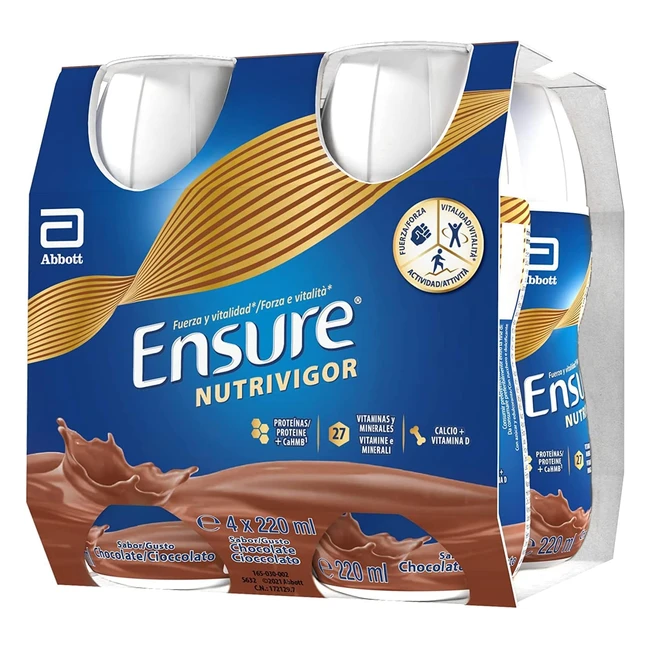Ensure Nutrivigor Integratore Alimentare 27 Vitamine e Minerali con Proteine Calcio e HMB - Gusto Cioccolato