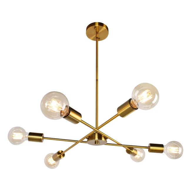 Lámpara Araña Moderna Oro 6 Luces E27 Sputnik Ajustable