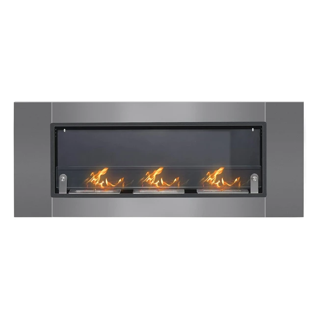 Caminetto a Bioetanolo Homcom 136x14x54cm Argento e Nero