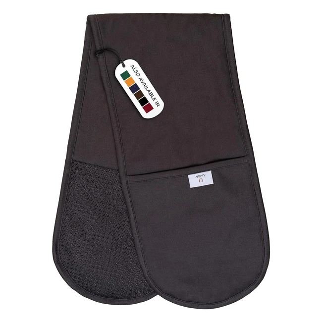 Grey Oven Gloves by Laffair - Maximum Heat Protection, Non-Slip Silicon Grip