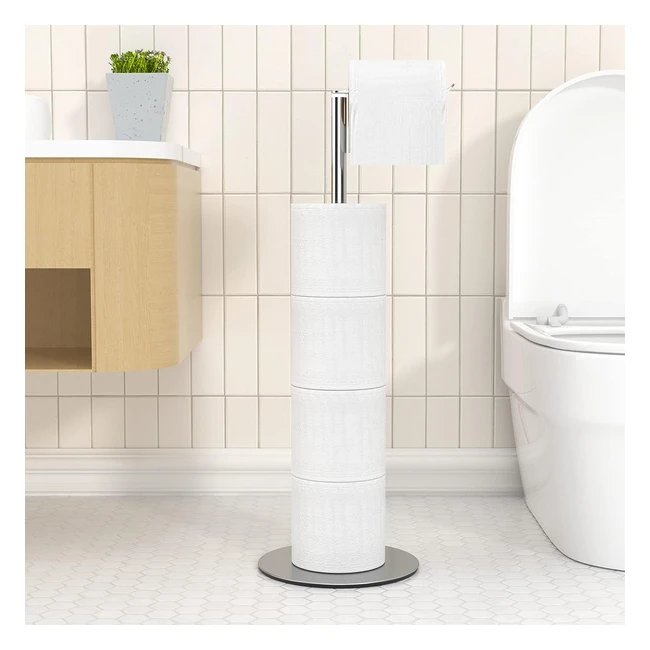 Stainless Steel Freestanding Toilet Roll Holder | Heavy Base | Simple & Practical