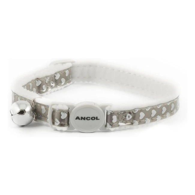 Collier réfléchissant pour chat avec motif cœurs brillants argent/rouge - Sécurité et confort assurés