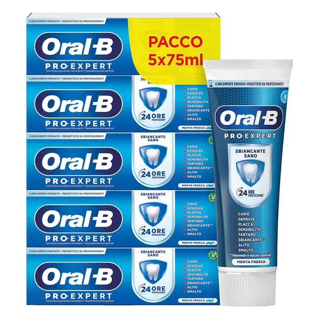 OralB Dentifricio ProExpert Sbiancante Menta Fresca 24h Protezione - Confezione da 5