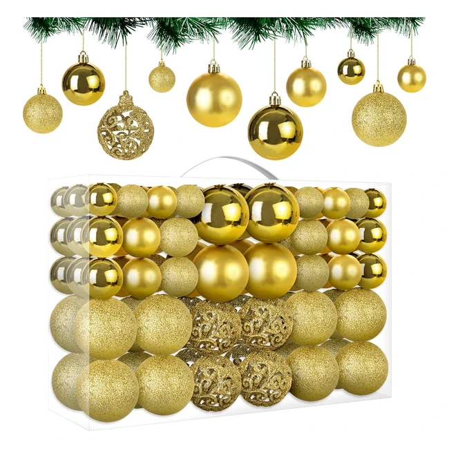 Palline di Natale Oro 100 Pezzi - Decorazioni Albero Natalizio Plastica