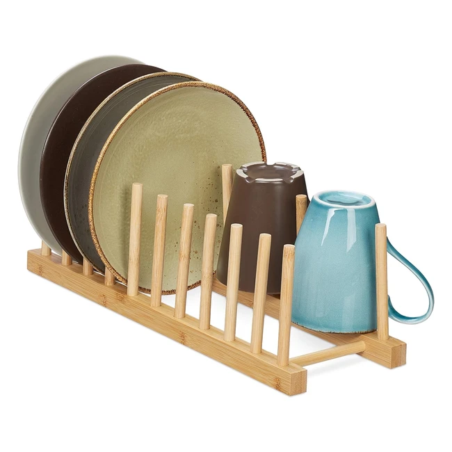 Egouttoir Relaxdays pour 10 assiettes en bambou - Gain de place et pratique