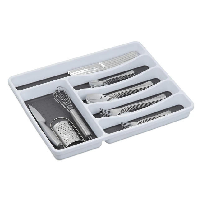Boîte à couverts Relaxdays pour tiroir - Rangement astucieux - 45x33x40 cm - Blanc/Gris