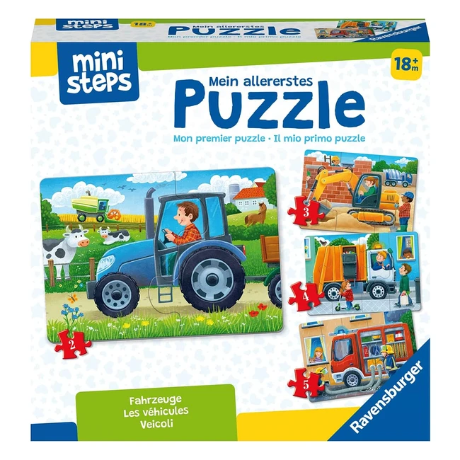 Ravensburger MiniSteps Mini Teps 04194 Blanc - Puzzle évolutif avec motifs de véhicules populaires