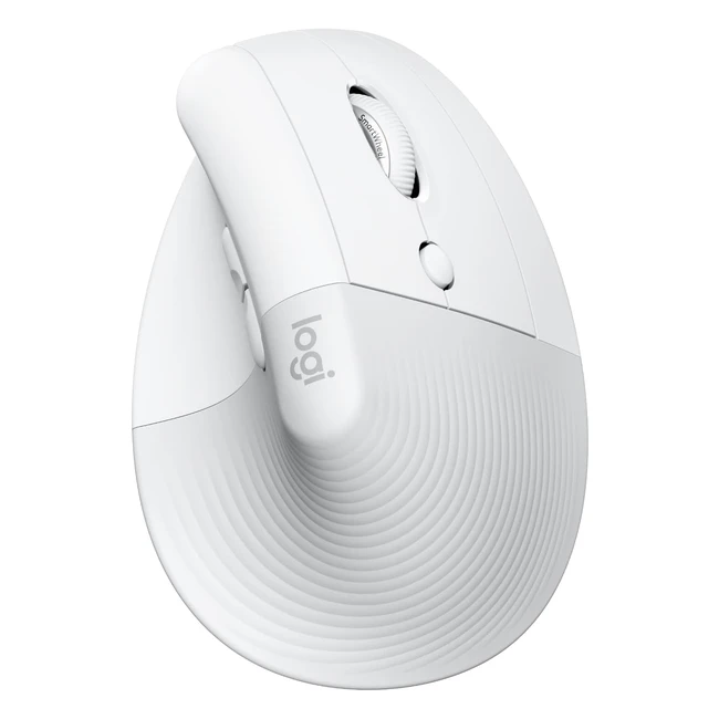 Logitech Lift for Mac - Souris ergonomique verticale sans fil Bluetooth - Clics et roulette SmartWheel discrets - 4 boutons personnalisables - Blanc