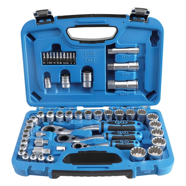 Coffret de douilles BGS 2181 Gear Lock 52 pièces - Ratchet traversant