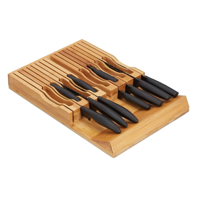 Range couteaux cuisine bambou 17 couteaux bloc tiroir 5x43x285cm
