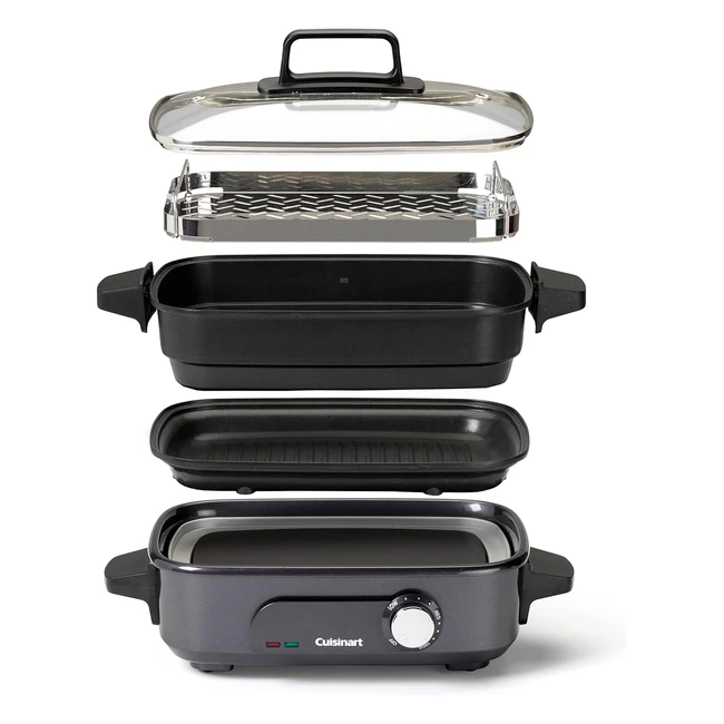 Cuisinart Cook in 5-in-1 Multi Cooker - Grill, Sear, Steam, Simmer, and Cook - Nonstick - Midnight Grey - GRMC3U