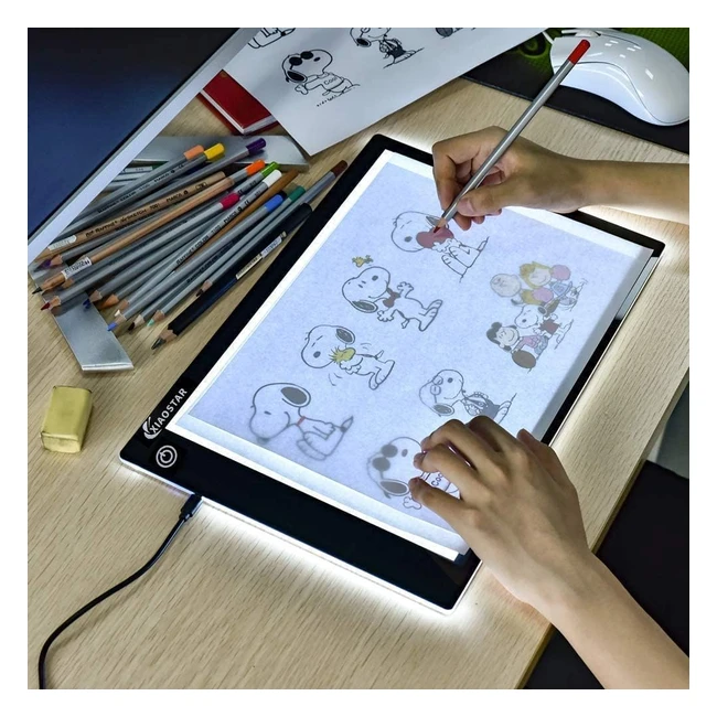 Xiaostar Light Box A4 Tracing Board - Adjustable Brightness, Artists Animation Sketching Xray Viewing