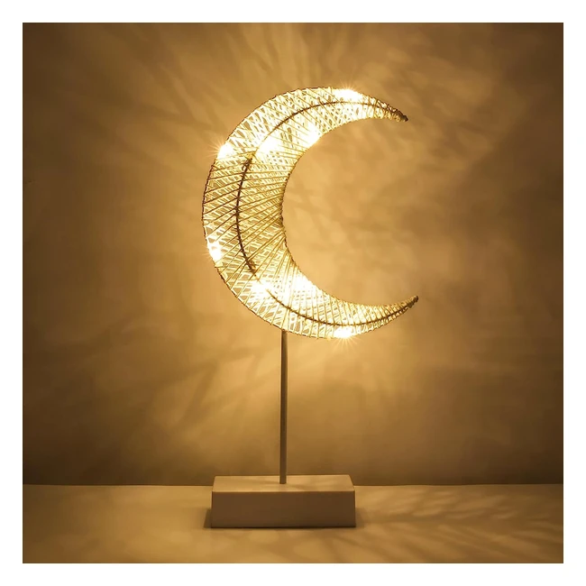 Lampada da tavolo Lewondr in ferro con 10 LED luce calda - Forma luna bianco