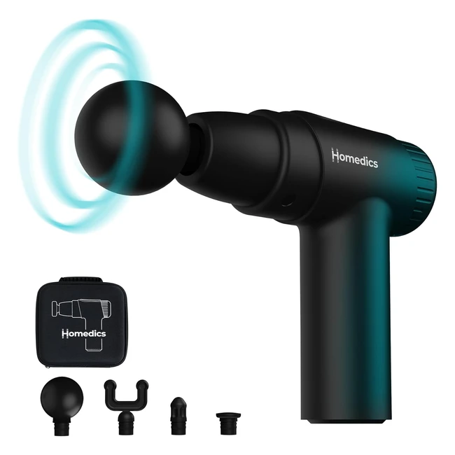 Homedics Novo Mini Pistola Massaggiante 4 Accessori e 6 Intensità - Rilassante e Potente