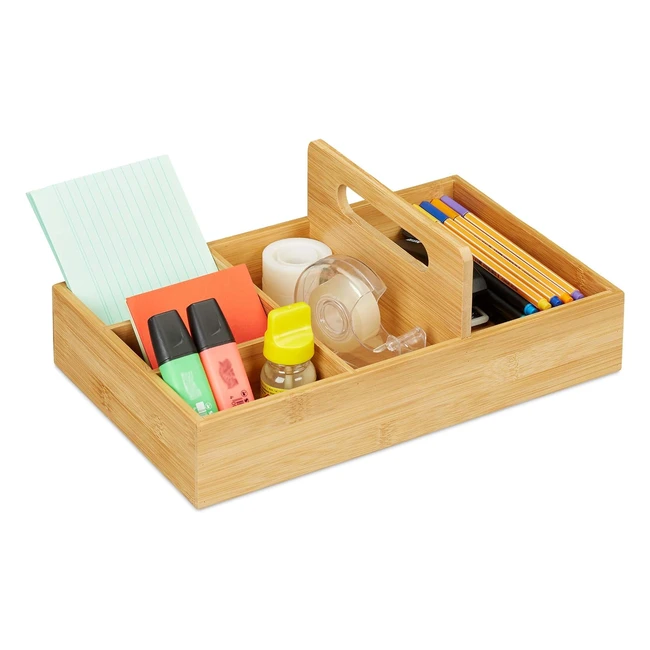 Organiseur Bambou Relaxdays - 5 compartiments - HLP 125x325x205 cm - Naturel