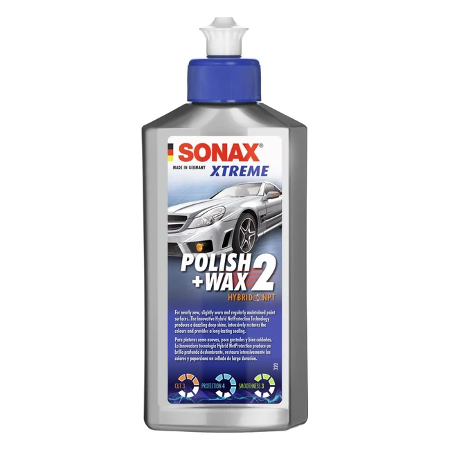 Sonax Xtreme PolishWax 2 Hybrid NPT 250 ml - Pulimento y Cera para Pinturas Mate Desgastadas - N° 02071000544