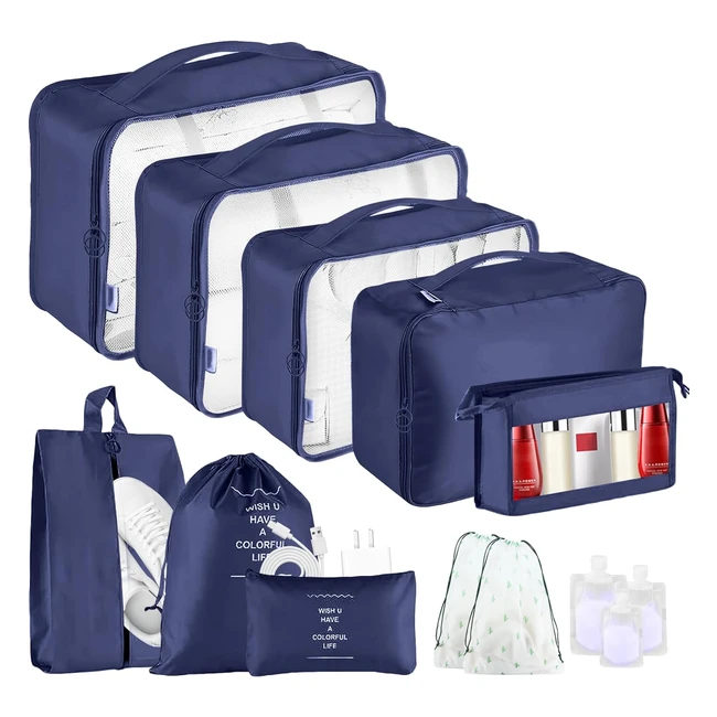 Packing Cubes Suitcase Organizer Bags - 13pcs Waterproof Storage - Travel Essentials