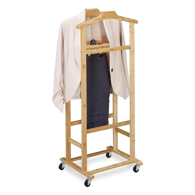 Appendiabiti da camera in bambù con rotelline - Relaxdays