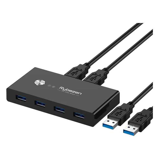 Rybozen USB 3.0 Switch - Share 4 USB Devices Between 2 Computers