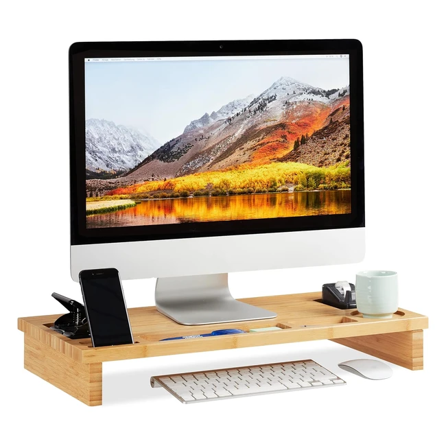 Support Moniteur Bambou Relaxdays HLP 9 x 60 x 30cm - Rangement et Confort