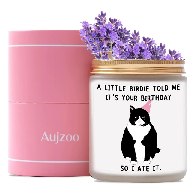 Aujzoo Happy Birthday Candle Gifts for Women - Unique Gift for Women Friends Sister - Lavender Scented Candle - 7oz