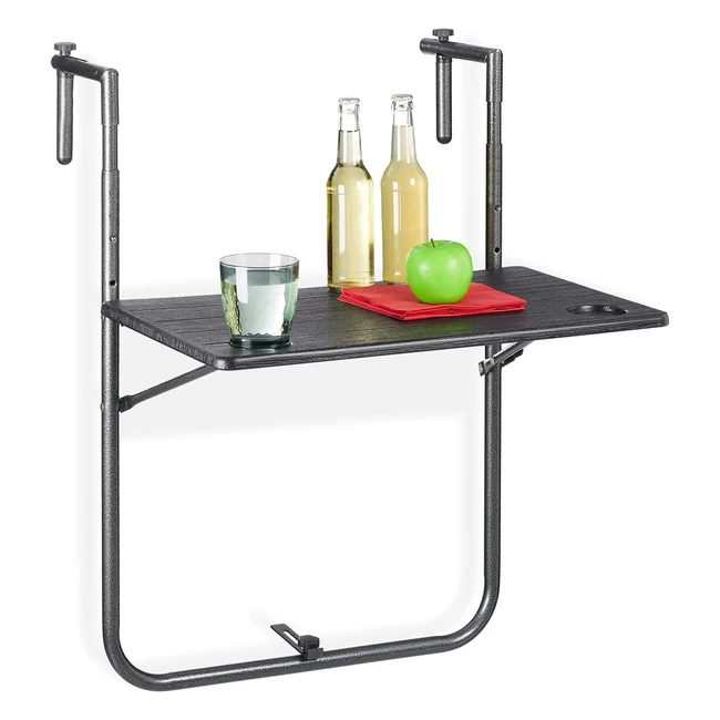 Table balcon suspendue rabattable rglable en hauteur aspect bois - Relaxdays