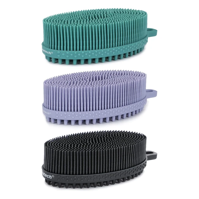 Freatech Silicone Body Scrubber - Dual-Sided Bath Shower Brush - Clean, Exfoliate, and Massage Skin - Hygienic and Easy to Clean