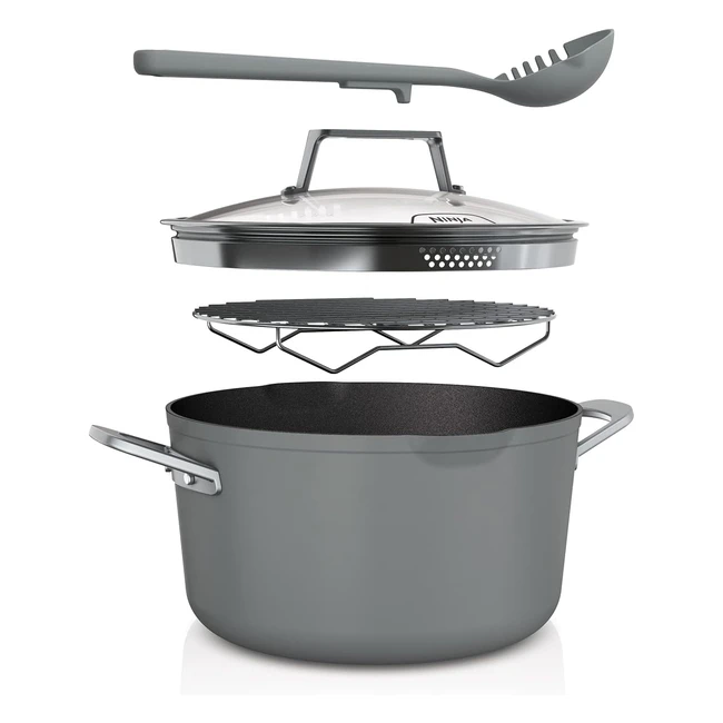 Ninja Foodi 8in1 PossiblePot - ZeroStick Roasting/Steaming Rack - Induction Compatible - Oven Safe - Sea Salt Grey