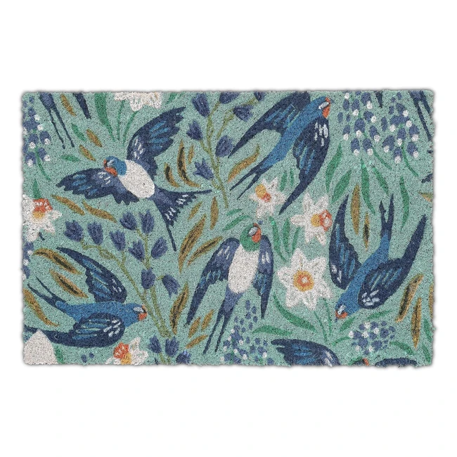 Tapis de porte coco motif hirondelles - Résistant aux intempéries - 40x60cm