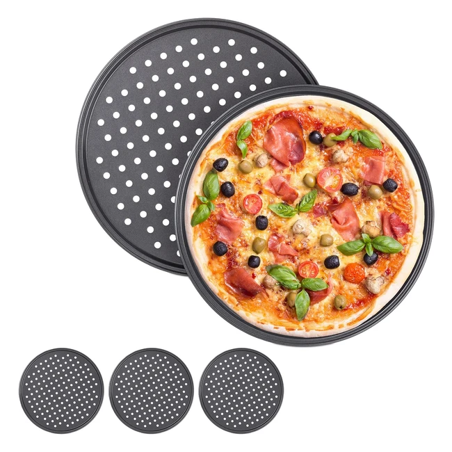 Lot de 5 plaques  pizza perfores antiadhsives - 32 cm - Relaxdays