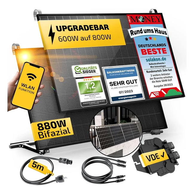 Solakon 880W Balkonkraftwerk 800W 600W Upgradebarer Wechselrichter