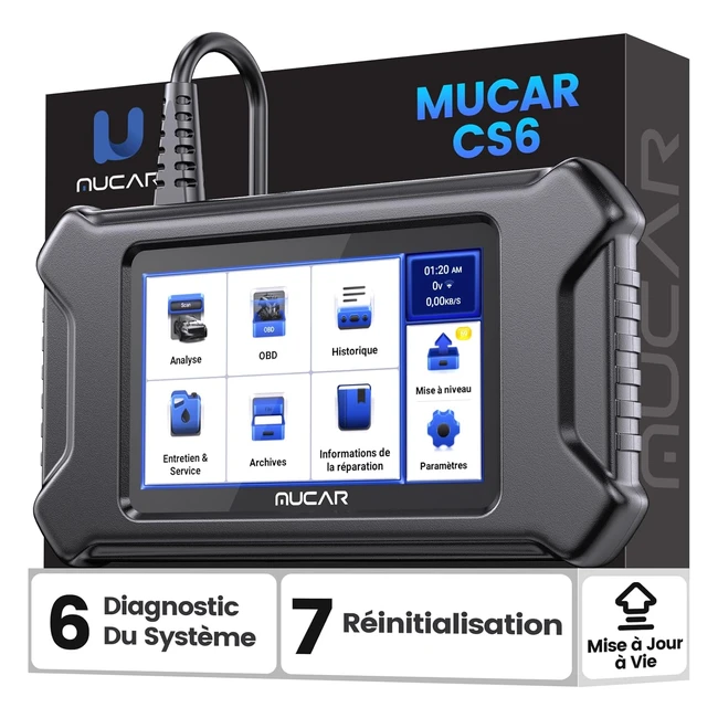 Valise diagnostic auto Mucar CS6 2023 OBD2 mise à niveau - Scanner de diagnostic voiture ABS SRS TCM Engine BCM TPMS - Mise à jour gratuite