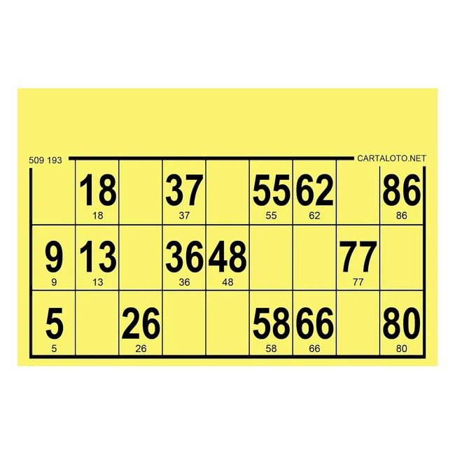 Lot de 1000 cartons de loto Bristol 224gr - Format standard - Couleur jaune