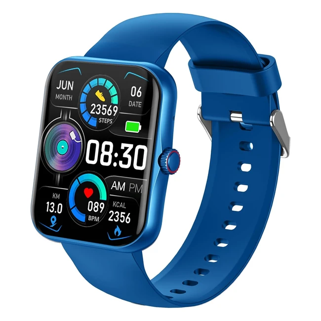 Reloj Inteligente Sevgtar Hombre Mujer - Llamadas Bluetooth, Asistente de Voz, Música, Podómetro, Pulsera - Android iOS - Azul
