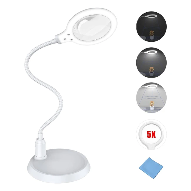 Lampada Ingrandente Dimmerabile 5x - Lente di Grandi Dimensioni con Luce e Supporto