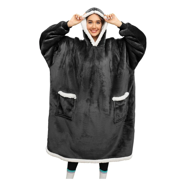 Felpa Gigante Coperta Indossabile con Cappuccio - Uomo/Donna - Sherpa Accappatoio Pigiamone