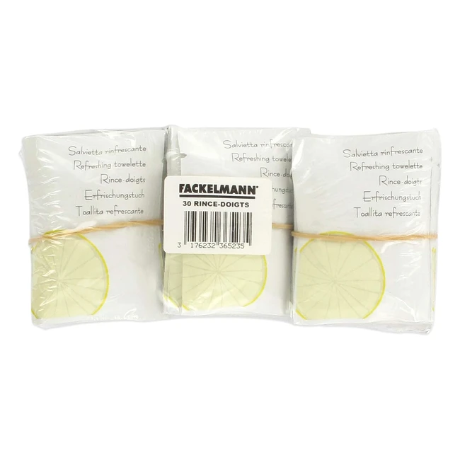 Lot de 30 Rincedoigts Lingettes Citron Fackelmann 236523 - Hygine et Confort