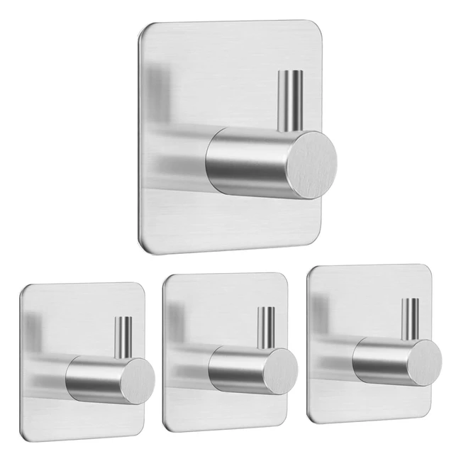 Ganci adesivi in acciaio inox Auxmir - Rimovibili e impermeabili - Set da 4