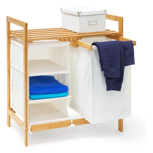 Panier à linge en bambou Relaxdays - Coffre pliable 40L - Naturel