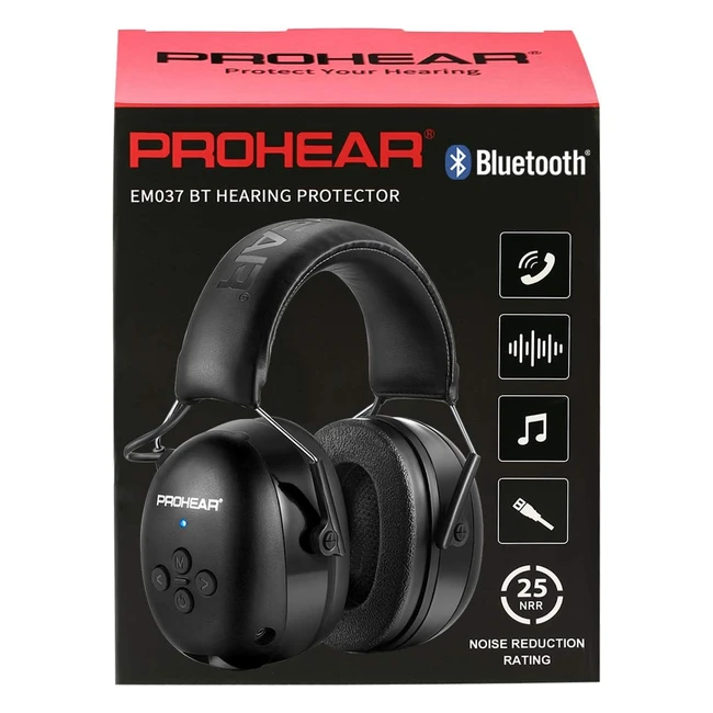 Cuffie Antirumore Prohear 037 Bluetooth - Protezione Udito SNR 30dB - Nero