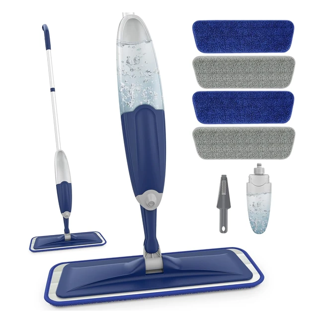 Spray Mop for Floor Cleaning - Microfiber Wet Dry Mop for Wooden Laminate Floors - Refillable Mop with 4 Pads