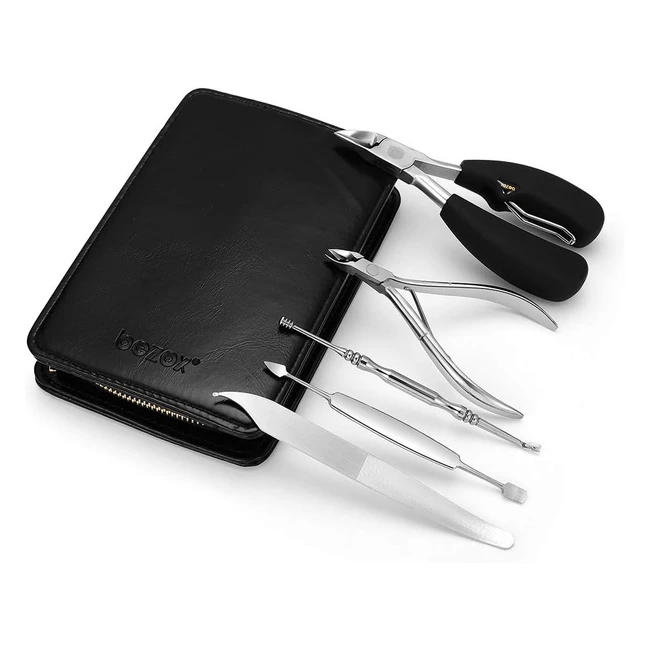 Bezox 5 Pcs Nail Clipper Set - Wide Jaw Opening - Premium Stainless Steel