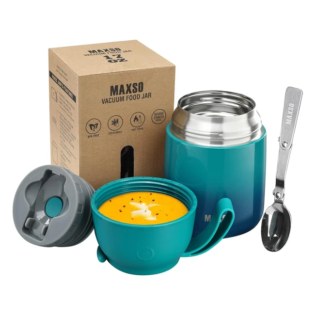 Thermos per alimenti 500ml - Contenitore termico in acciaio inossidabile con cucchiaio pieghevole