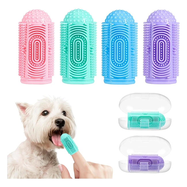 ldiidii Dog Toothbrush 4 Pack - Full Surround Bristles, Easy Teeth Cleaning