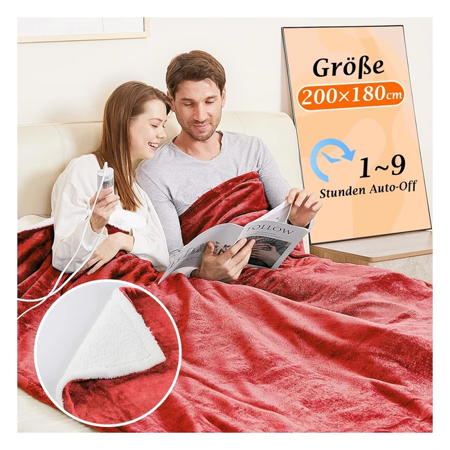 Manta Eléctrica Grande 180x200cm - 10 Niveles de Calor - Temporizador 19h - Protección Pantalla LED - Hogar y Oficina