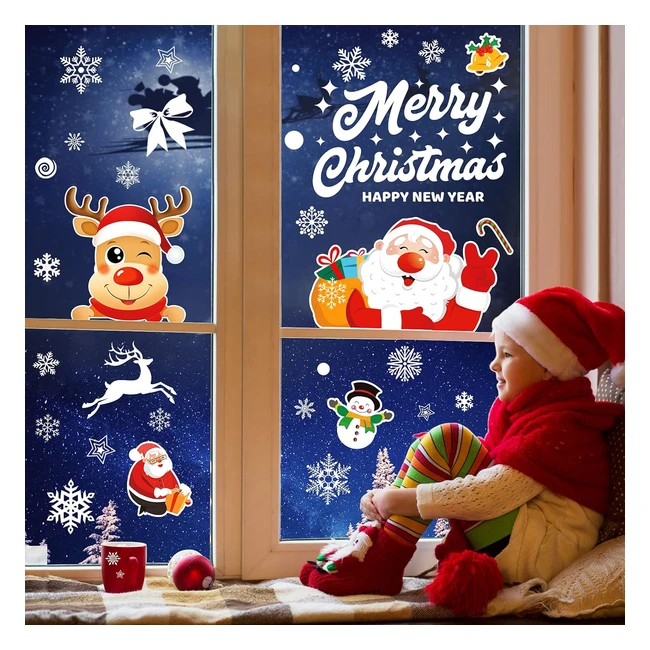 Vetrofanie Natalizie Telgoner 171 pz - Adesivi Finestre Natale Decorazioni - Fio
