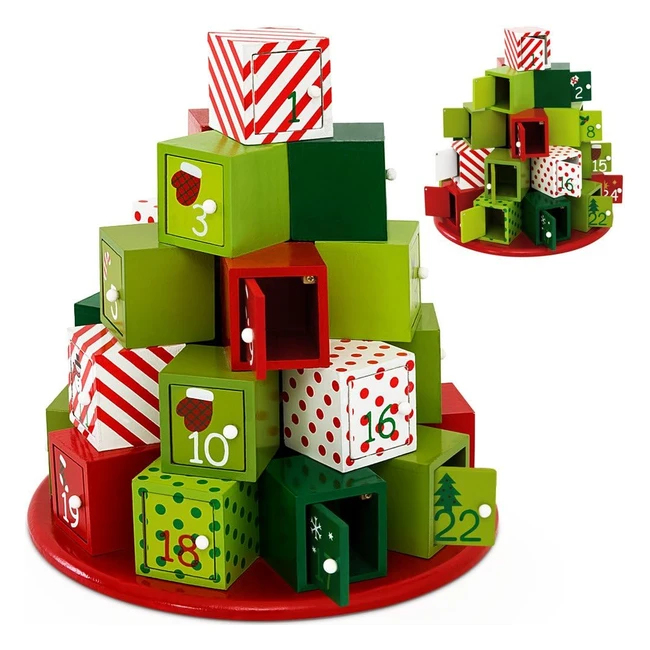 Calendario dell'Avvento Riutilizzabile in Legno - Montagna di Regali - Spielwerk