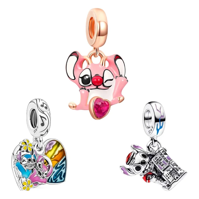 Doyafer 925 Encanto Plata Esterlina Ironcool Man Winnie Mickey Minnie Pulsera Collar Mujeres 3P